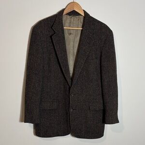 Vintage Harris Tweed Handwoven Scottish Wool Harvard Blazer